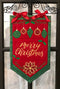 Happy Holidays or Merry Christmas Flag 5x7 6x10 7x12 In the hoop machine embroidery designs