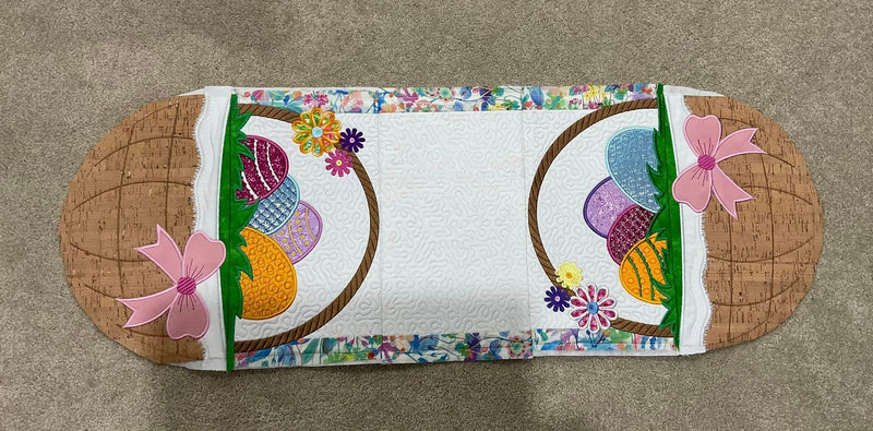 Easter Egg Basket Table Runner 5x7 6x10 7x12 In the hoop machine embroidery designs