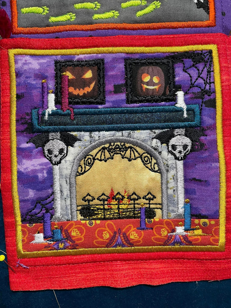 BOW Halloween Haunted House Quilt - Block 10 In the hoop machine embroidery designs