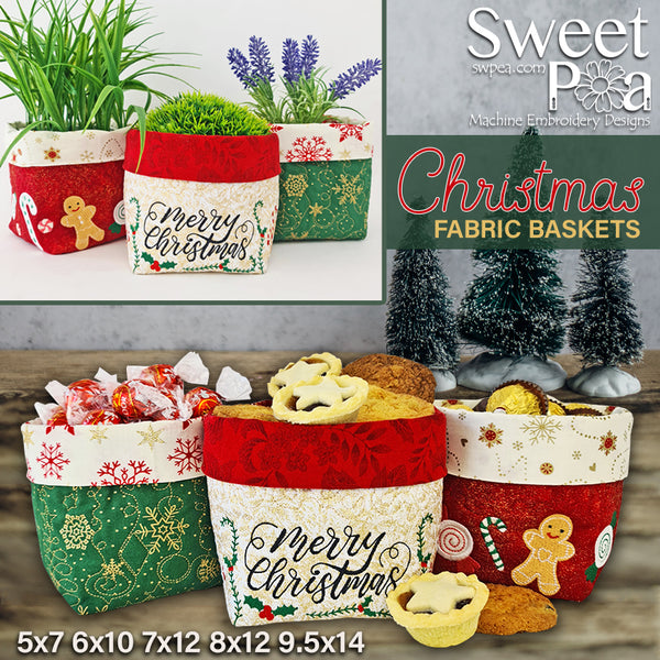 Christmas Fabric Baskets 5x7 6x10 7x12 8x12 9.5x14 - Sweet Pea Australia In the hoop machine embroidery designs. in the hoop project, in the hoop embroidery designs, craft in the hoop project, diy in the hoop project, diy craft in the hoop project, in the hoop embroidery patterns, design in the hoop patterns, embroidery designs for in the hoop embroidery projects, best in the hoop machine embroidery designs perfect for all hoops and embroidery machines