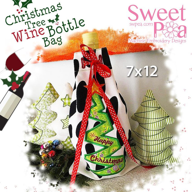 Christmas Tree Wine Bottle Bag 7x12 - Sweet Pea Australia In the hoop machine embroidery designs. in the hoop project, in the hoop embroidery designs, craft in the hoop project, diy in the hoop project, diy craft in the hoop project, in the hoop embroidery patterns, design in the hoop patterns, embroidery designs for in the hoop embroidery projects, best in the hoop machine embroidery designs perfect for all hoops and embroidery machines
