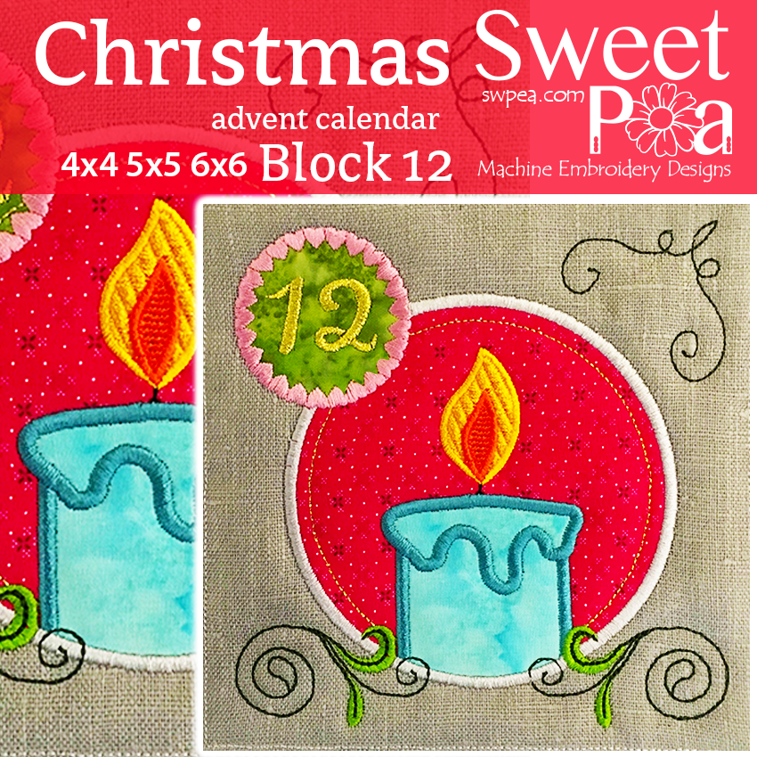 Christmas Advent Calendar Block 12 4x4 5x5 6x6 - Sweet Pea Australia