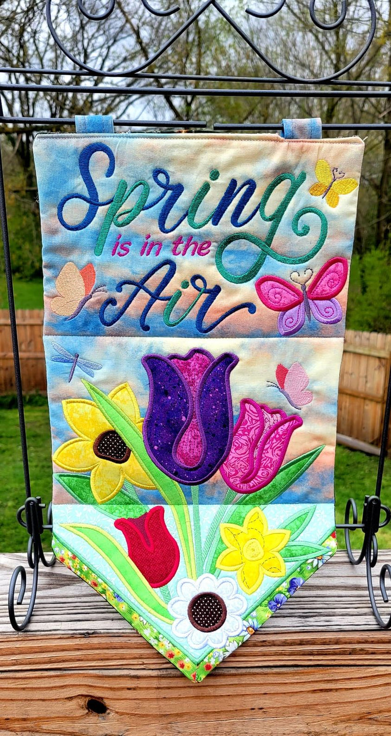 Spring is in the Air Flag 5x7 6x10 7x12 In the hoop machine embroidery designs