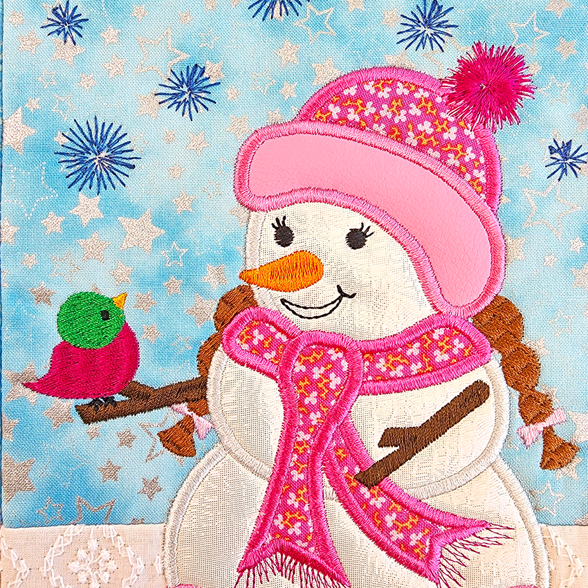 Snowman Family Outing Table Runner 5x7 6x10 7x12 In the hoop machine embroidery designs