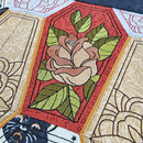 Roses & Caskets Cushion 4x4 5x5 6x6 7x7 8x8 In the hoop machine embroidery designs