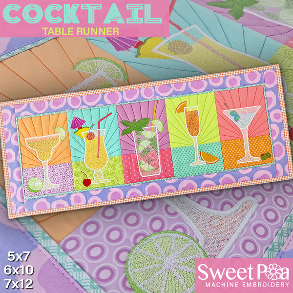 Cocktail Table Runner 5x7 6x10 7x12 - Sweet Pea Australia In the hoop machine embroidery designs. in the hoop project, in the hoop embroidery designs, craft in the hoop project, diy in the hoop project, diy craft in the hoop project, in the hoop embroidery patterns, design in the hoop patterns, embroidery designs for in the hoop embroidery projects, best in the hoop machine embroidery designs perfect for all hoops and embroidery machines
