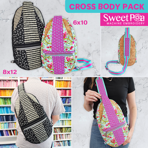 Cross Body Pack 6x10 8x12 In the hoop machine embroidery designs