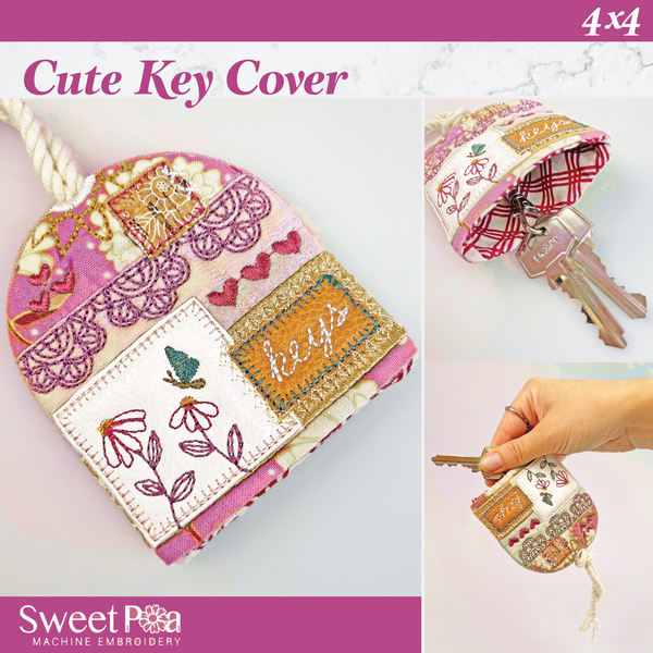 Cute Key Cover 4x4 In the hoop machine embroidery designs