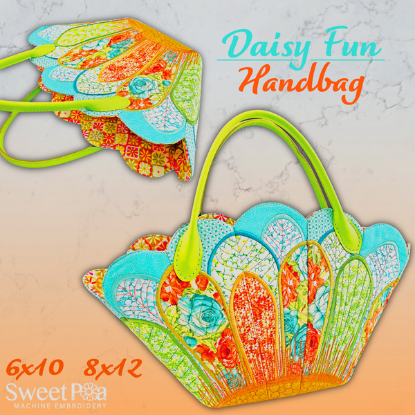 Daisy Fun Handbag 6x10 8x12 In the hoop machine embroidery designs