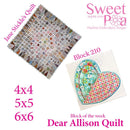 Dear Allison quilt block 210 in the 4x4 5x5 6x6 - Sweet Pea Australia In the hoop machine embroidery designs. in the hoop project, in the hoop embroidery designs, craft in the hoop project, diy in the hoop project, diy craft in the hoop project, in the hoop embroidery patterns, design in the hoop patterns, embroidery designs for in the hoop embroidery projects, best in the hoop machine embroidery designs perfect for all hoops and embroidery machines