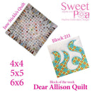 Dear Allison quilt block 211 in the 4x4 5x5 6x6 - Sweet Pea Australia In the hoop machine embroidery designs. in the hoop project, in the hoop embroidery designs, craft in the hoop project, diy in the hoop project, diy craft in the hoop project, in the hoop embroidery patterns, design in the hoop patterns, embroidery designs for in the hoop embroidery projects, best in the hoop machine embroidery designs perfect for all hoops and embroidery machines