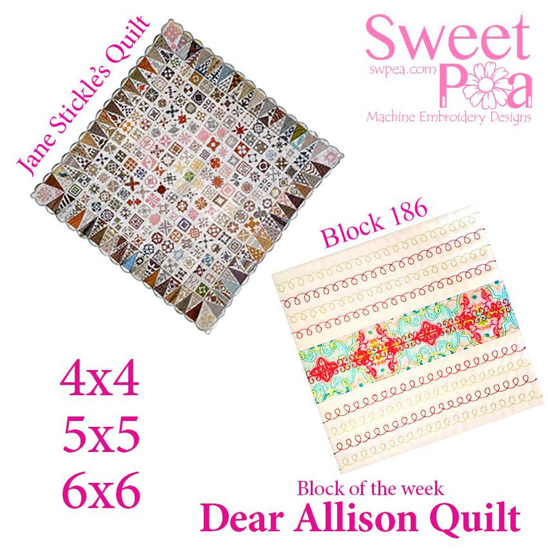 Dear Allison quilt block 186 in the 4x4 5x5 6x6 - Sweet Pea Australia In the hoop machine embroidery designs. in the hoop project, in the hoop embroidery designs, craft in the hoop project, diy in the hoop project, diy craft in the hoop project, in the hoop embroidery patterns, design in the hoop patterns, embroidery designs for in the hoop embroidery projects, best in the hoop machine embroidery designs perfect for all hoops and embroidery machines