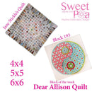 Dear Allison quilt block 193 in the 4x4 5x5 6x6 - Sweet Pea Australia In the hoop machine embroidery designs. in the hoop project, in the hoop embroidery designs, craft in the hoop project, diy in the hoop project, diy craft in the hoop project, in the hoop embroidery patterns, design in the hoop patterns, embroidery designs for in the hoop embroidery projects, best in the hoop machine embroidery designs perfect for all hoops and embroidery machines