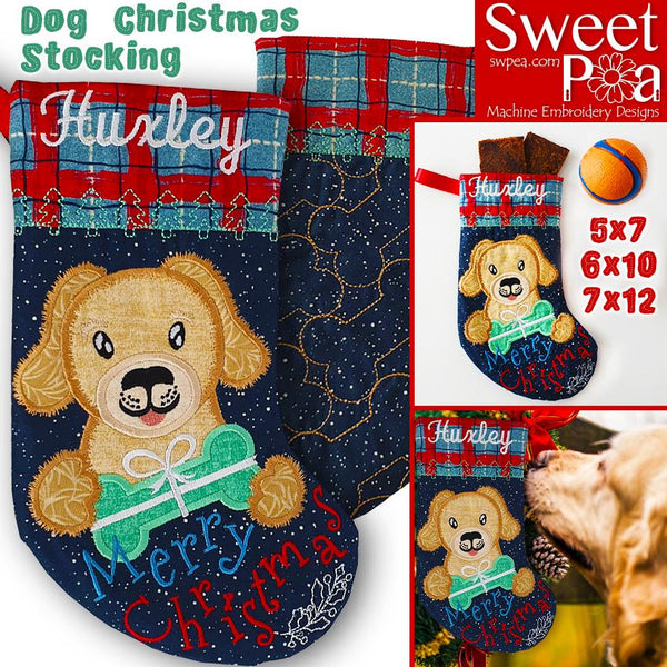 Dog Christmas Stocking 5x7 6x10 7x12 - Sweet Pea Australia In the hoop machine embroidery designs. in the hoop project, in the hoop embroidery designs, craft in the hoop project, diy in the hoop project, diy craft in the hoop project, in the hoop embroidery patterns, design in the hoop patterns, embroidery designs for in the hoop embroidery projects, best in the hoop machine embroidery designs perfect for all hoops and embroidery machines