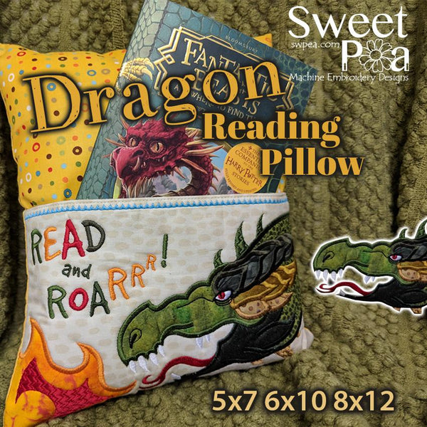 Dragon Reading Pillow 5x7 6x10 8x12 - Sweet Pea Australia In the hoop machine embroidery designs. in the hoop project, in the hoop embroidery designs, craft in the hoop project, diy in the hoop project, diy craft in the hoop project, in the hoop embroidery patterns, design in the hoop patterns, embroidery designs for in the hoop embroidery projects, best in the hoop machine embroidery designs perfect for all hoops and embroidery machines
