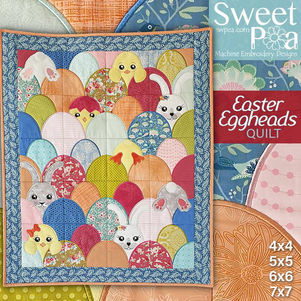 Easter Eggheads Quilt 4x4 5x5 6x6 7x7 - Sweet Pea Australia In the hoop machine embroidery designs. in the hoop project, in the hoop embroidery designs, craft in the hoop project, diy in the hoop project, diy craft in the hoop project, in the hoop embroidery patterns, design in the hoop patterns, embroidery designs for in the hoop embroidery projects, best in the hoop machine embroidery designs perfect for all hoops and embroidery machines