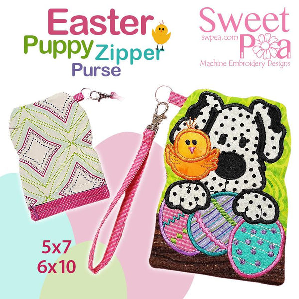 Easter puppy zipper purse 5x7 and 6x10 - Sweet Pea Australia In the hoop machine embroidery designs. in the hoop project, in the hoop embroidery designs, craft in the hoop project, diy in the hoop project, diy craft in the hoop project, in the hoop embroidery patterns, design in the hoop patterns, embroidery designs for in the hoop embroidery projects, best in the hoop machine embroidery designs perfect for all hoops and embroidery machines