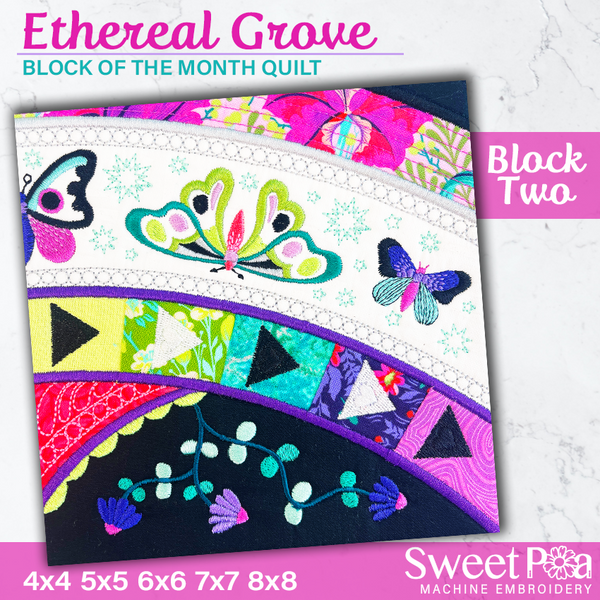 BOM Ethereal Grove Quilt - Block 2 In the hoop machine embroidery designs