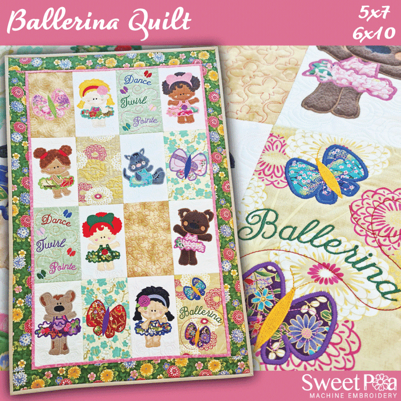 Ballerina Quilt for 5x7 and 6x10 - Sweet Pea Australia In the hoop machine embroidery designs. in the hoop project, in the hoop embroidery designs, craft in the hoop project, diy in the hoop project, diy craft in the hoop project, in the hoop embroidery patterns, design in the hoop patterns, embroidery designs for in the hoop embroidery projects, best in the hoop machine embroidery designs perfect for all hoops and embroidery machines