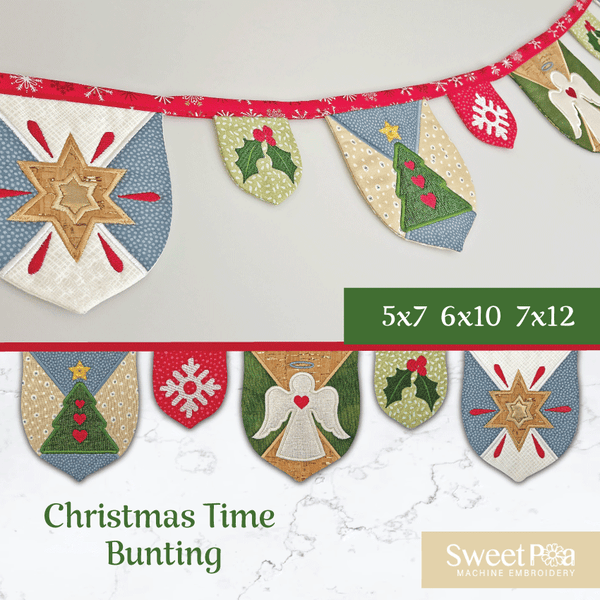 Christmas Time Bunting 5x7 6x10 7x12 - Sweet Pea Australia In the hoop machine embroidery designs. in the hoop project, in the hoop embroidery designs, craft in the hoop project, diy in the hoop project, diy craft in the hoop project, in the hoop embroidery patterns, design in the hoop patterns, embroidery designs for in the hoop embroidery projects, best in the hoop machine embroidery designs perfect for all hoops and embroidery machines