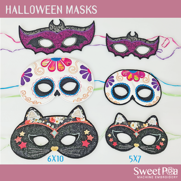 Halloween Masks 5x7 6x10 - Sweet Pea Australia In the hoop machine embroidery designs. in the hoop project, in the hoop embroidery designs, craft in the hoop project, diy in the hoop project, diy craft in the hoop project, in the hoop embroidery patterns, design in the hoop patterns, embroidery designs for in the hoop embroidery projects, best in the hoop machine embroidery designs perfect for all hoops and embroidery machines