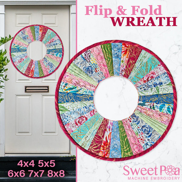 Flip & Fold Wreath 4x4 5x5 6x6 7x7 8x8 - Sweet Pea Australia In the hoop machine embroidery designs. in the hoop project, in the hoop embroidery designs, craft in the hoop project, diy in the hoop project, diy craft in the hoop project, in the hoop embroidery patterns, design in the hoop patterns, embroidery designs for in the hoop embroidery projects, best in the hoop machine embroidery designs perfect for all hoops and embroidery machines