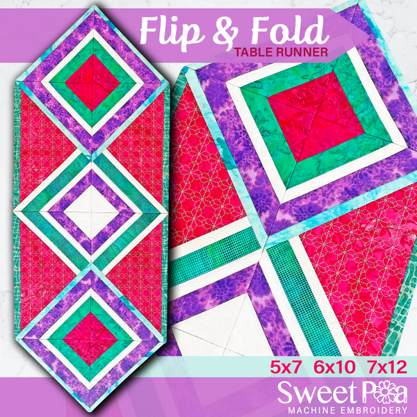 Flip & Fold Runner 5x7 6x10 7x12 In the hoop machine embroidery designs