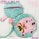 Folk Art Pig Purse 4x4 5x5 - Sweet Pea Australia In the hoop machine embroidery designs. in the hoop project, in the hoop embroidery designs, craft in the hoop project, diy in the hoop project, diy craft in the hoop project, in the hoop embroidery patterns, design in the hoop patterns, embroidery designs for in the hoop embroidery projects, best in the hoop machine embroidery designs perfect for all hoops and embroidery machines