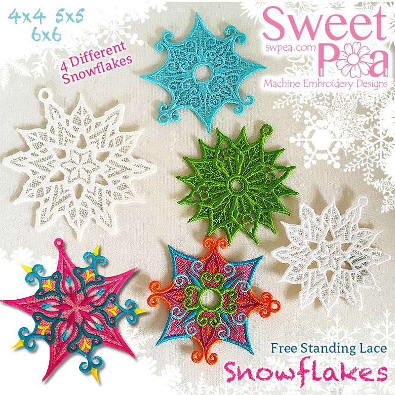 Free Standing Lace Snowflakes 4x4 5x5 6x6 - Sweet Pea Australia In the hoop machine embroidery designs. in the hoop project, in the hoop embroidery designs, craft in the hoop project, diy in the hoop project, diy craft in the hoop project, in the hoop embroidery patterns, design in the hoop patterns, embroidery designs for in the hoop embroidery projects, best in the hoop machine embroidery designs perfect for all hoops and embroidery machines