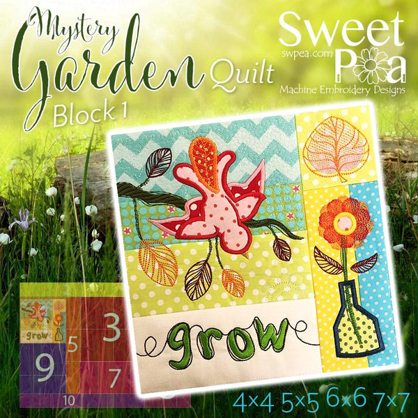 Mystery Garden BOM Sew Along Quilt Block 1 - Sweet Pea Australia In the hoop machine embroidery designs. in the hoop project, in the hoop embroidery designs, craft in the hoop project, diy in the hoop project, diy craft in the hoop project, in the hoop embroidery patterns, design in the hoop patterns, embroidery designs for in the hoop embroidery projects, best in the hoop machine embroidery designs perfect for all hoops and embroidery machines