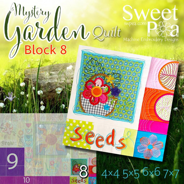 Mystery Garden BOM Sew Along Quilt Block 8 - Sweet Pea Australia In the hoop machine embroidery designs. in the hoop project, in the hoop embroidery designs, craft in the hoop project, diy in the hoop project, diy craft in the hoop project, in the hoop embroidery patterns, design in the hoop patterns, embroidery designs for in the hoop embroidery projects, best in the hoop machine embroidery designs perfect for all hoops and embroidery machines