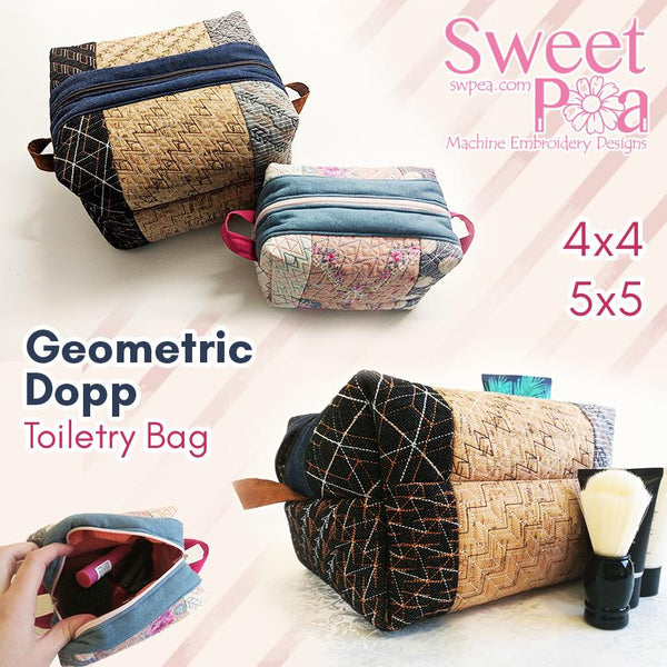 Geometric Dopp Toiletry Bag 4x4 5x5 - Sweet Pea Australia In the hoop machine embroidery designs. in the hoop project, in the hoop embroidery designs, craft in the hoop project, diy in the hoop project, diy craft in the hoop project, in the hoop embroidery patterns, design in the hoop patterns, embroidery designs for in the hoop embroidery projects, best in the hoop machine embroidery designs perfect for all hoops and embroidery machines