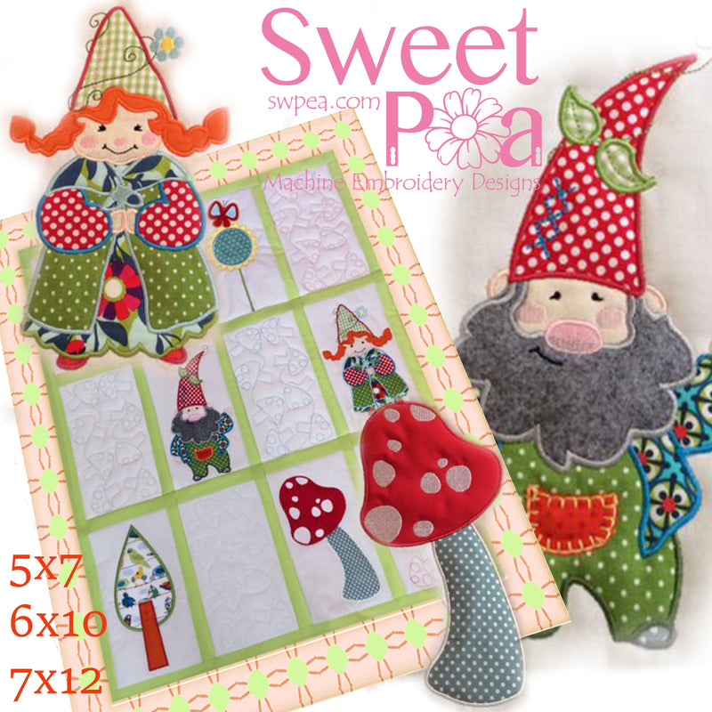 Gnome Quilt 5x7 6x10 7x12 - Sweet Pea Australia In the hoop machine embroidery designs. in the hoop project, in the hoop embroidery designs, craft in the hoop project, diy in the hoop project, diy craft in the hoop project, in the hoop embroidery patterns, design in the hoop patterns, embroidery designs for in the hoop embroidery projects, best in the hoop machine embroidery designs perfect for all hoops and embroidery machines