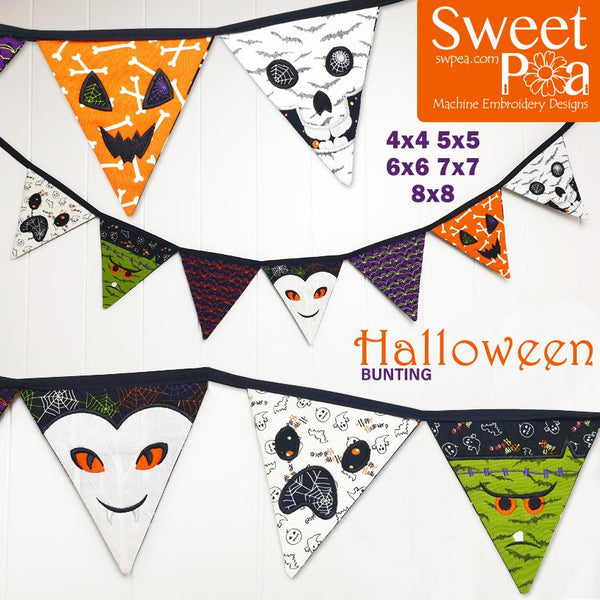 Halloween Bunting 4x4 5x5 6x6 7x7 8x8 - Sweet Pea Australia In the hoop machine embroidery designs. in the hoop project, in the hoop embroidery designs, craft in the hoop project, diy in the hoop project, diy craft in the hoop project, in the hoop embroidery patterns, design in the hoop patterns, embroidery designs for in the hoop embroidery projects, best in the hoop machine embroidery designs perfect for all hoops and embroidery machines