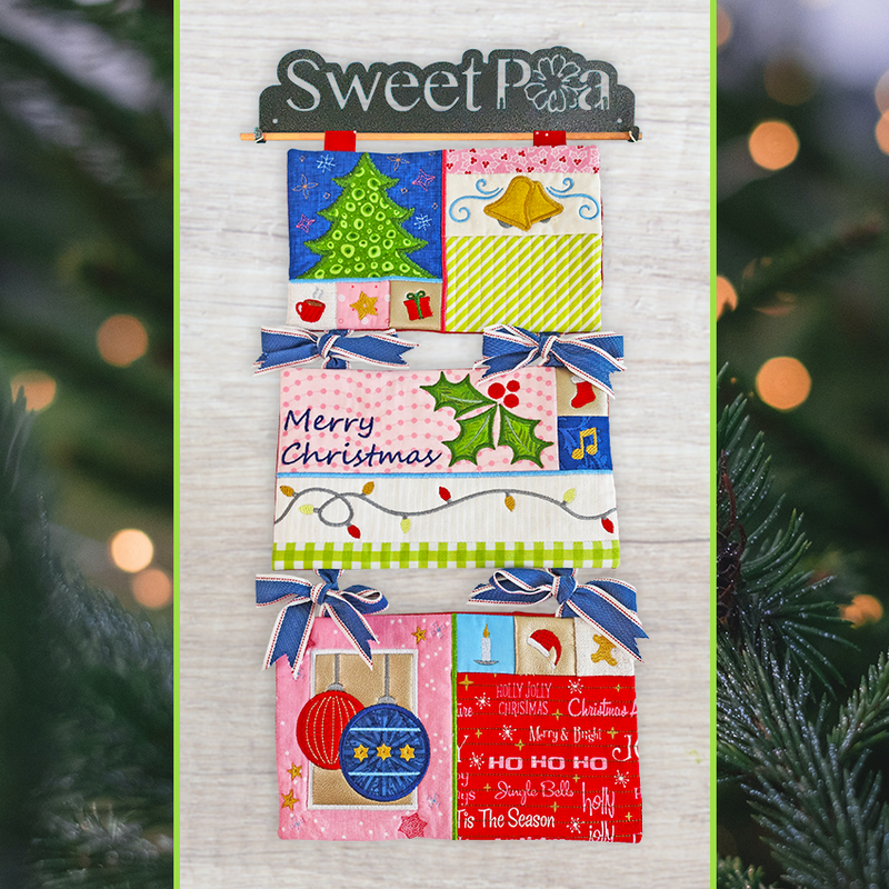 Patchwork Christmas Hanger 5x7 6x10 7x12 In the hoop machine embroidery designs