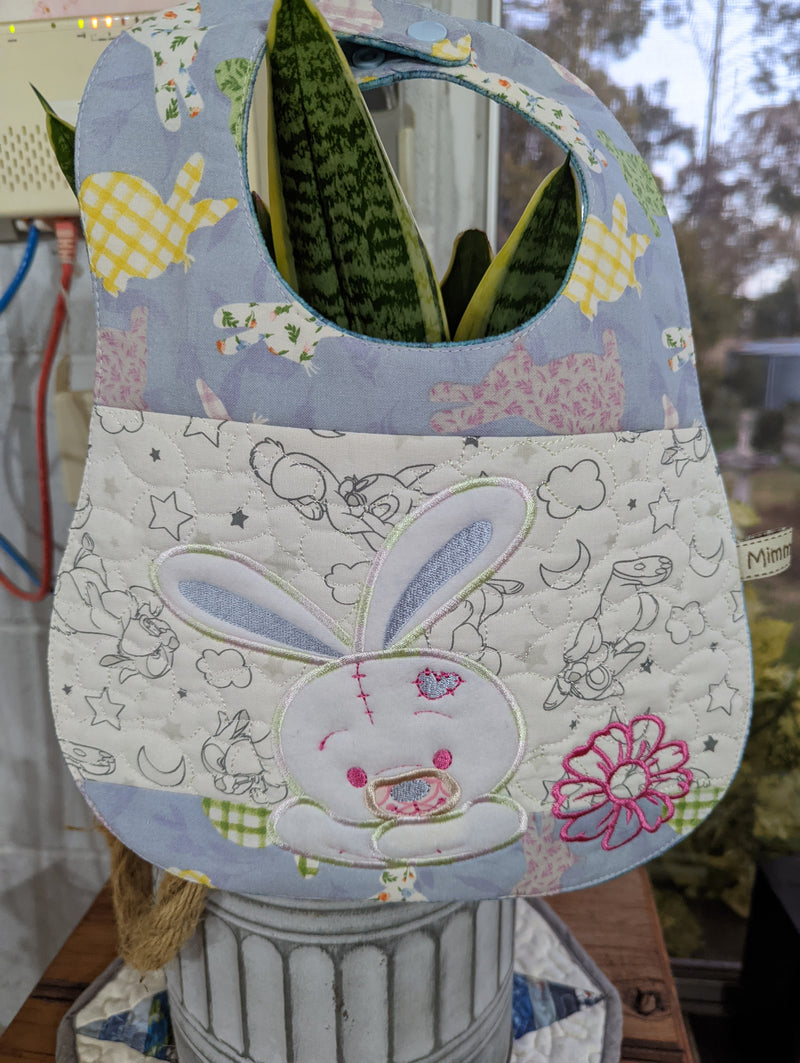 Bunny Bib 6x10 7x12 In the hoop machine embroidery designs