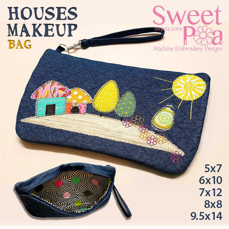 Houses Makeup Zipper Bag 5x7 6x10 7x12 8x8 9.5x14 - Sweet Pea Australia In the hoop machine embroidery designs. in the hoop project, in the hoop embroidery designs, craft in the hoop project, diy in the hoop project, diy craft in the hoop project, in the hoop embroidery patterns, design in the hoop patterns, embroidery designs for in the hoop embroidery projects, best in the hoop machine embroidery designs perfect for all hoops and embroidery machines