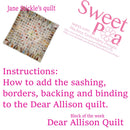 How To Add The Sashing, Borders and Binding to the Dear Allison Quilt. - Sweet Pea Australia In the hoop machine embroidery designs. in the hoop project, in the hoop embroidery designs, craft in the hoop project, diy in the hoop project, diy craft in the hoop project, in the hoop embroidery patterns, design in the hoop patterns, embroidery designs for in the hoop embroidery projects, best in the hoop machine embroidery designs perfect for all hoops and embroidery machines