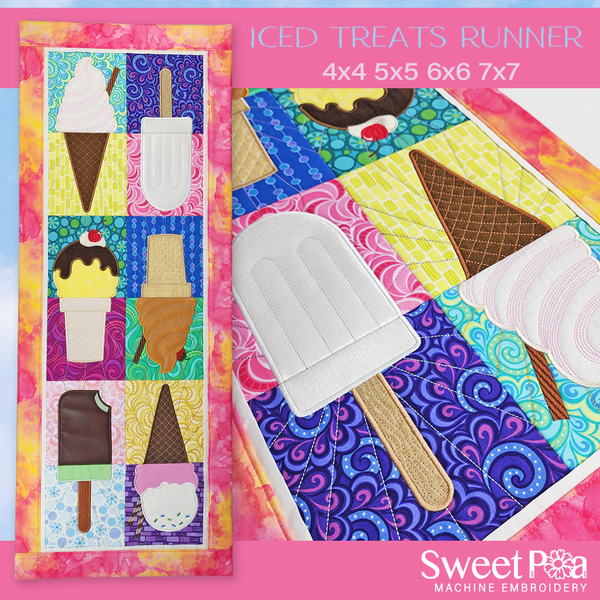 Iced Treats Runner 4x4 5x5 6x6 7x7 In the hoop machine embroidery designs