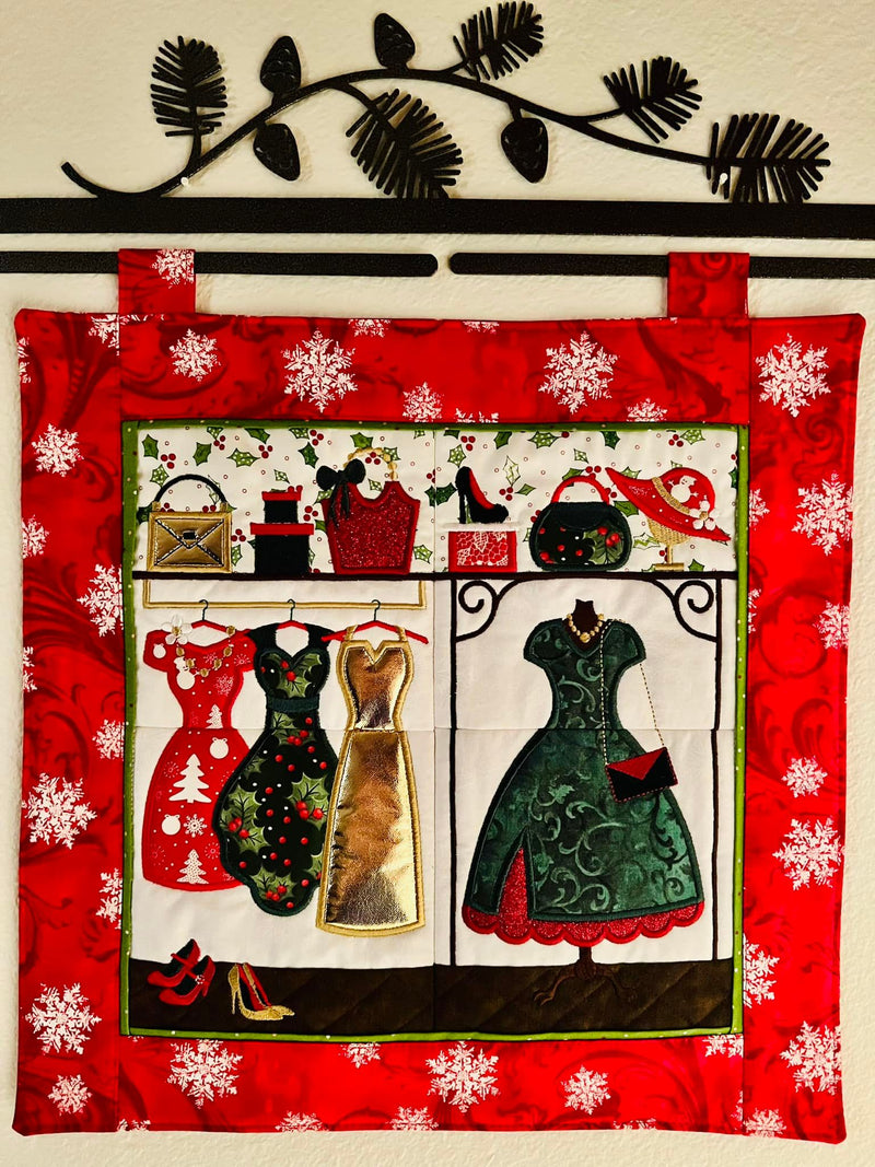 Dress Boutique Scene Hanger 4x4 5x5 6x6 7x7 In the hoop machine embroidery designs