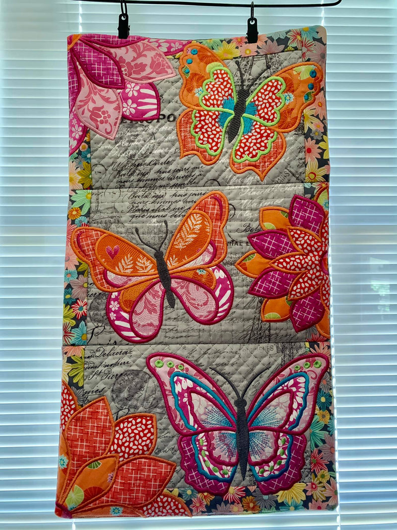 Floral Butterfly Hanger 5x7 6x10 7x12 In the hoop machine embroidery designs