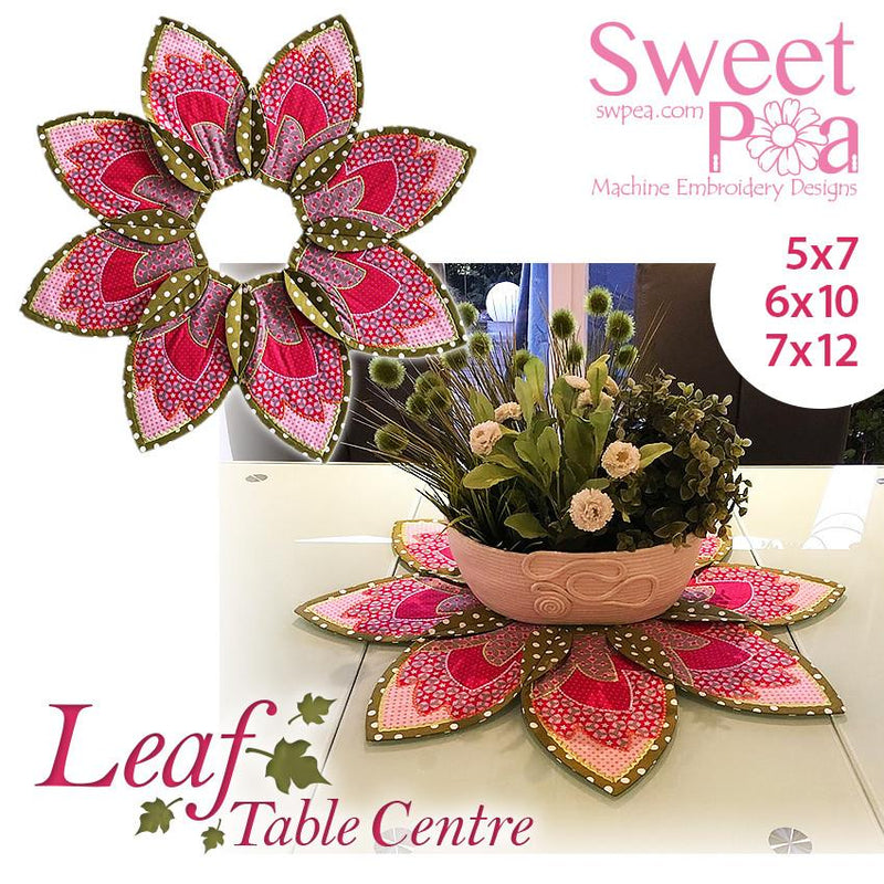 Leaf Table Centre 5x7 6x10 7x12 - Sweet Pea Australia In the hoop machine embroidery designs. in the hoop project, in the hoop embroidery designs, craft in the hoop project, diy in the hoop project, diy craft in the hoop project, in the hoop embroidery patterns, design in the hoop patterns, embroidery designs for in the hoop embroidery projects, best in the hoop machine embroidery designs perfect for all hoops and embroidery machines