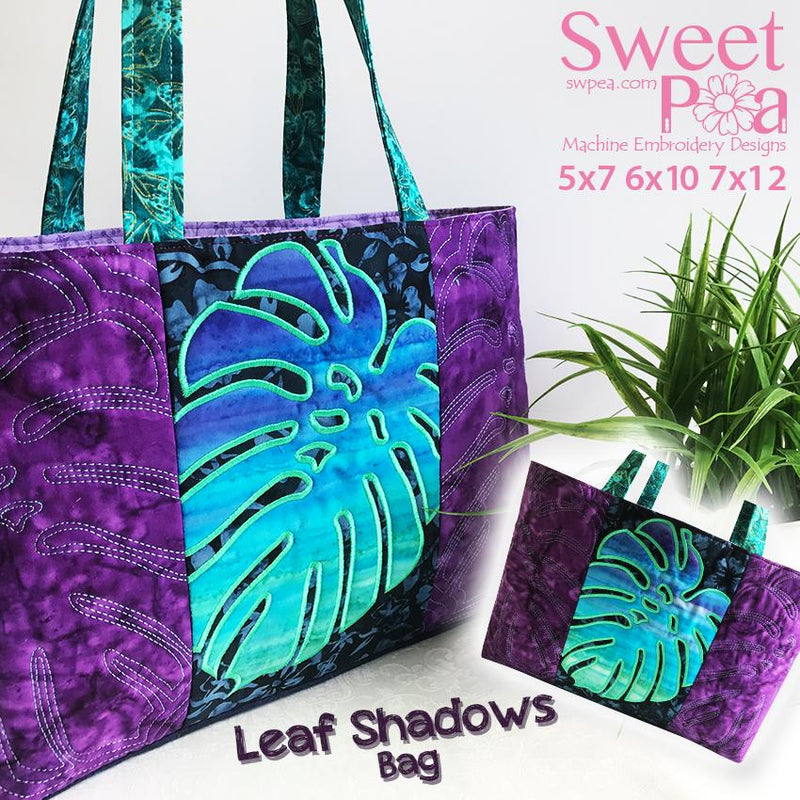 Leaf Shadows Bag 5x7 6x10 7x12 - Sweet Pea Australia In the hoop machine embroidery designs. in the hoop project, in the hoop embroidery designs, craft in the hoop project, diy in the hoop project, diy craft in the hoop project, in the hoop embroidery patterns, design in the hoop patterns, embroidery designs for in the hoop embroidery projects, best in the hoop machine embroidery designs perfect for all hoops and embroidery machines