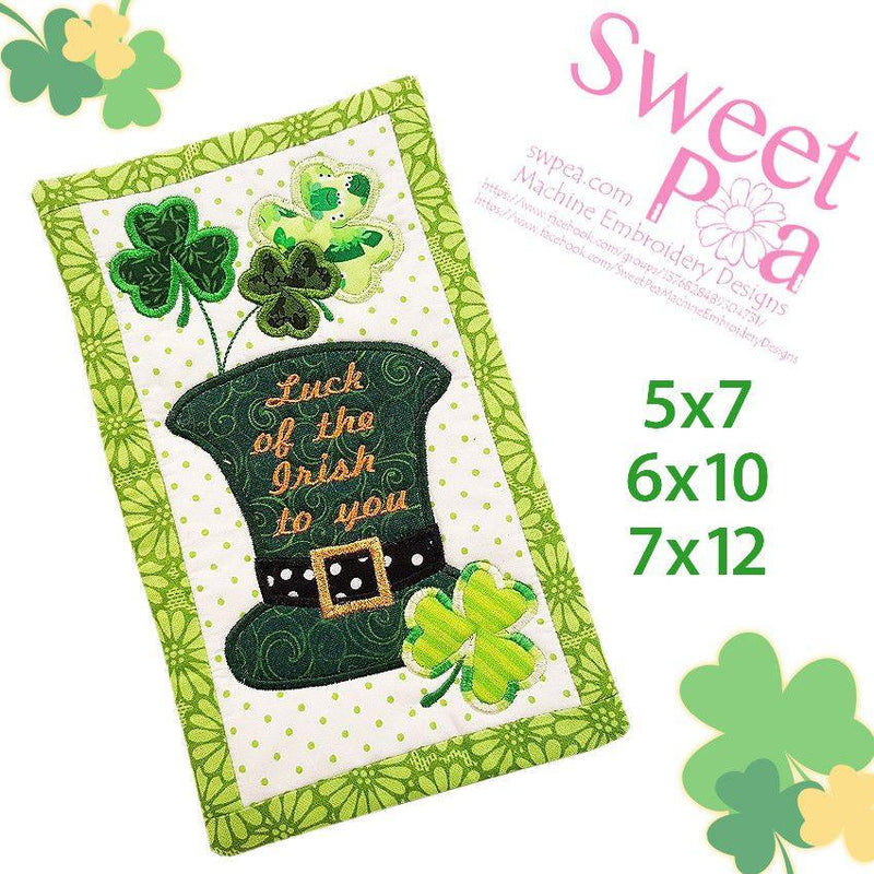 Luck of the Irish Mugrug 5x7 6x10 7x12 - Sweet Pea Australia In the hoop machine embroidery designs. in the hoop project, in the hoop embroidery designs, craft in the hoop project, diy in the hoop project, diy craft in the hoop project, in the hoop embroidery patterns, design in the hoop patterns, embroidery designs for in the hoop embroidery projects, best in the hoop machine embroidery designs perfect for all hoops and embroidery machines