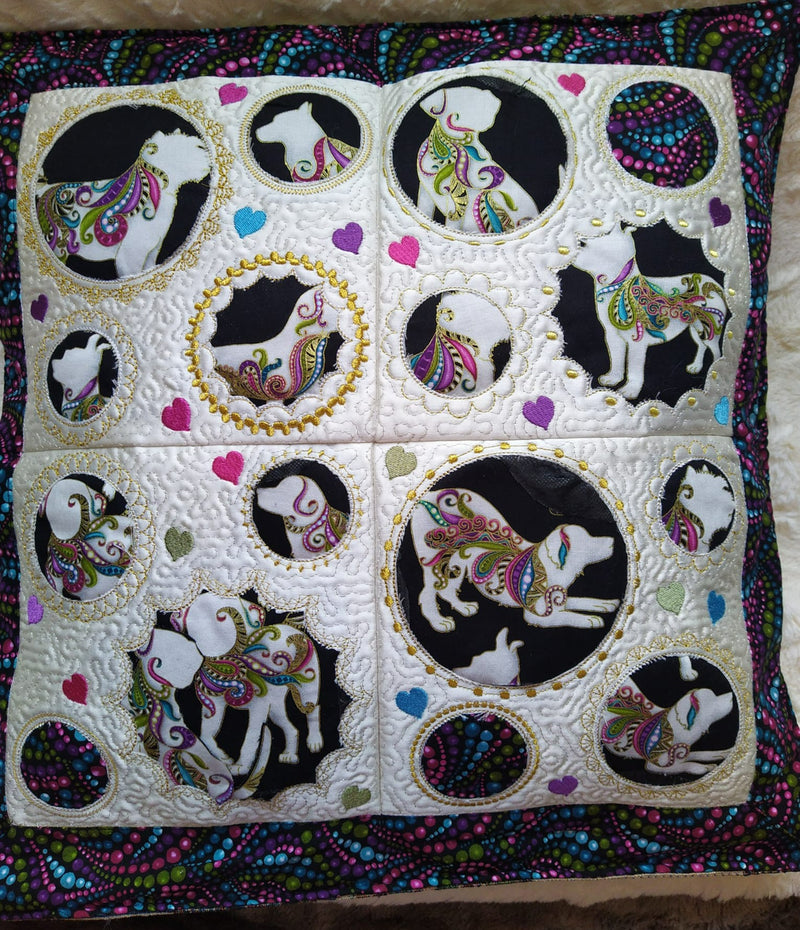 Reverse Applique Memories Cushion 4x4 5x5 6x6 7x7 8x8 In the hoop machine embroidery designs