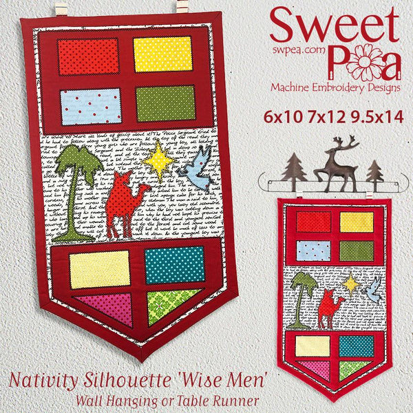 Nativity Silhouette 'Wise Men'  Table Runner or Wall Hanging 6x10 7x12 9.5x14 I - Sweet Pea Australia In the hoop machine embroidery designs. in the hoop project, in the hoop embroidery designs, craft in the hoop project, diy in the hoop project, diy craft in the hoop project, in the hoop embroidery patterns, design in the hoop patterns, embroidery designs for in the hoop embroidery projects, best in the hoop machine embroidery designs perfect for all hoops and embroidery machines