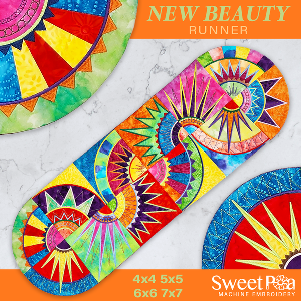 New Beauty Runner 4x4 5x5 6x6 7x7 In the hoop machine embroidery designs
