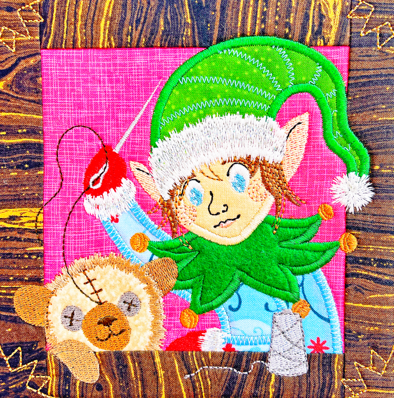 BOW Santa's Workshop Tour Quilt - Block 8 In the hoop machine embroidery designs