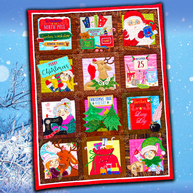 Santa's Workshop Tour Quilt - Assembly Instructions In the hoop machine embroidery designs
