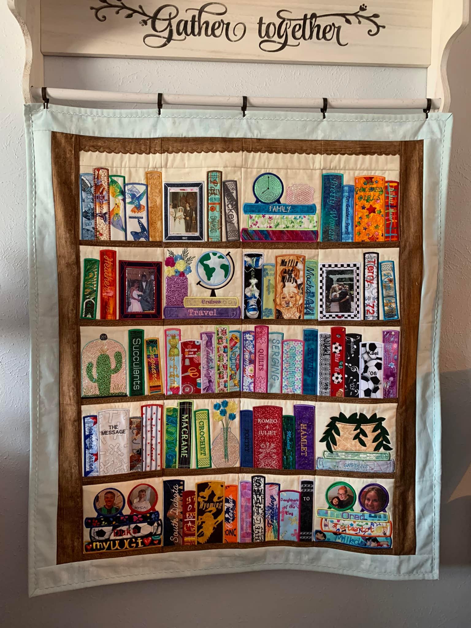 Bookshelf Quilt 4x4 5x5 6x6 7x7 - Sweet Pea Australia In the hoop machine embroidery designs. in the hoop project, in the hoop embroidery designs, craft in the hoop project, diy in the hoop project, diy craft in the hoop project, in the hoop embroidery patterns, design in the hoop patterns, embroidery designs for in the hoop embroidery projects, best in the hoop machine embroidery designs perfect for all hoops and embroidery machines